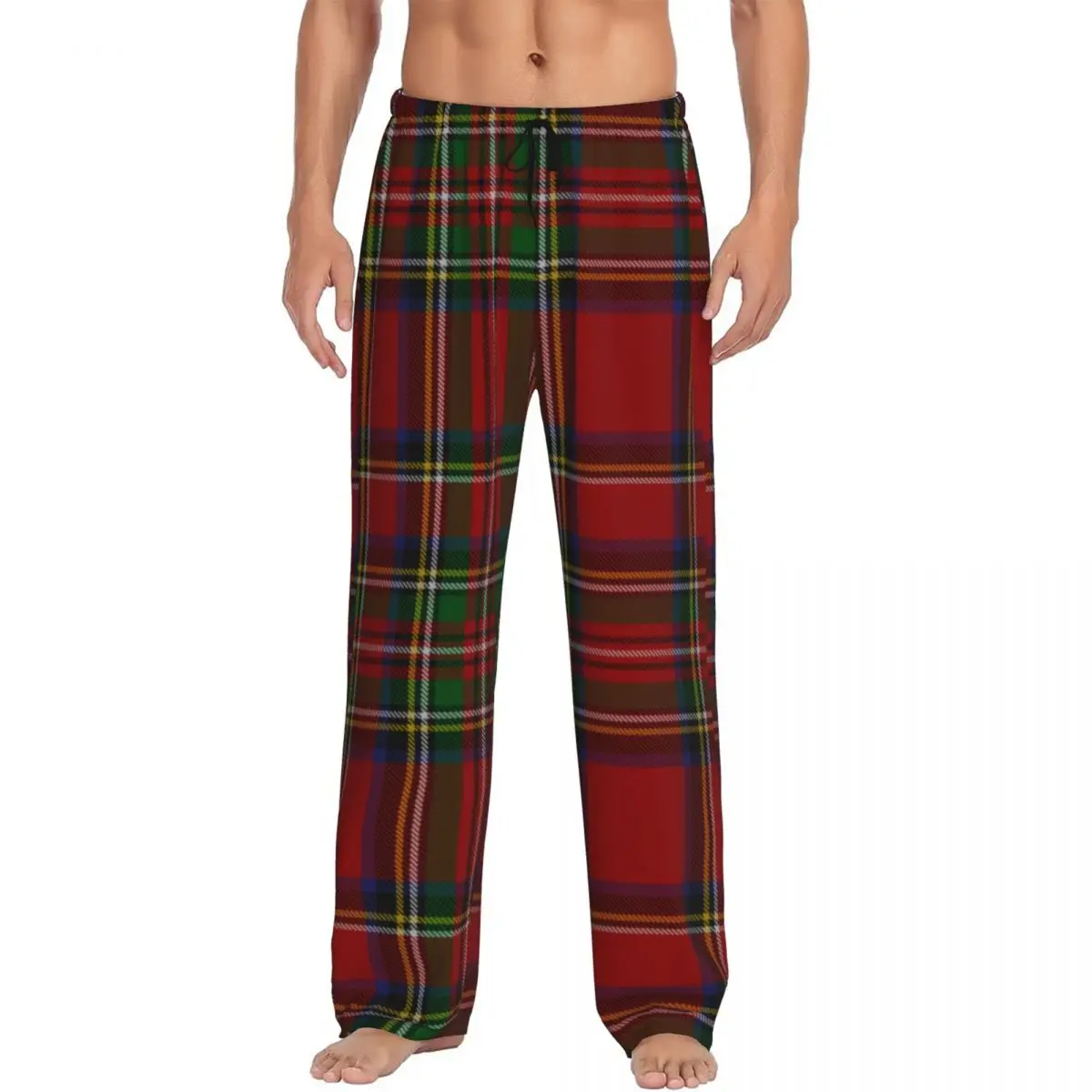 

Custom Modern Classic Royal Tartan Plaid Pajama Pants for Men Lounge Sleep Stretch Sleepwear Bottoms with Pockets