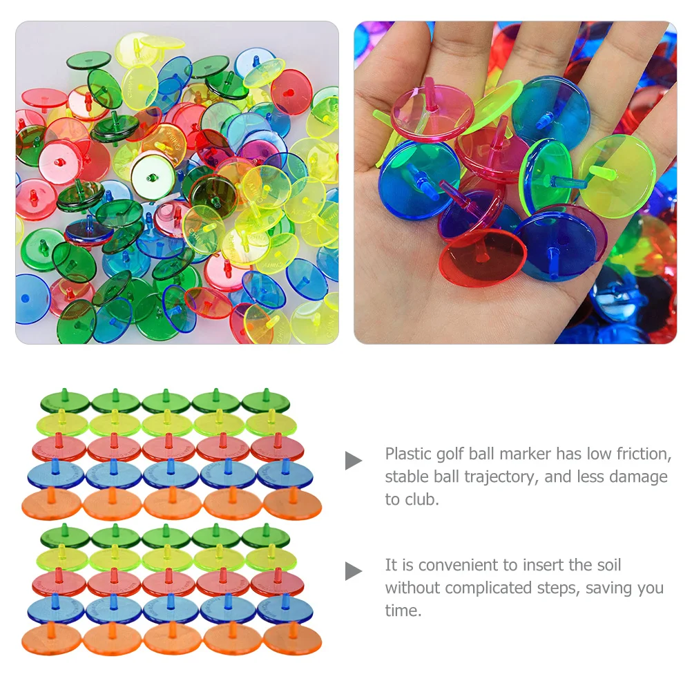 

50Pcs Colored Golf Ball Markers Wear-Resistant Easy to Insert Soil Time-Saving Practical Tool Golf Ball Marker