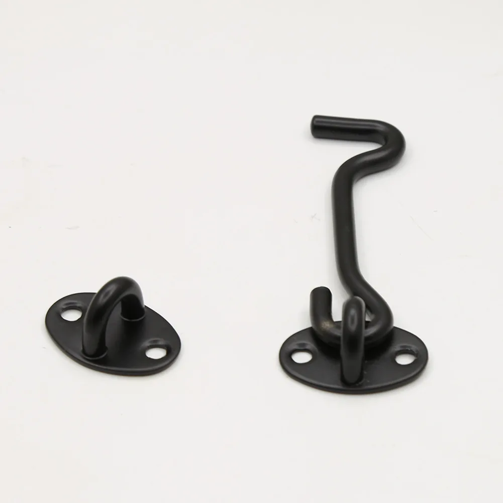 Black Barn Door Handle Furniture Cabinet Handles Hook Door Latch Set Sliding Door Concealed Push Pull Knob Hardware Accessories