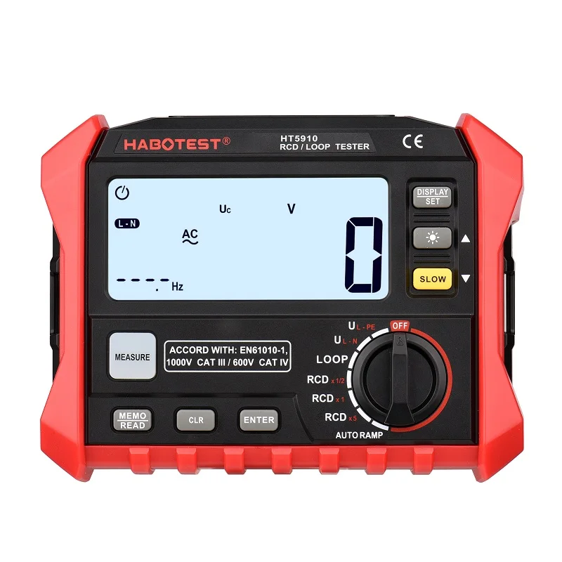 HT5910 Megohmmeter Digital Resistance Meter 2000ohm AC 440V Leakage Switch Tester 1000 Data Store RCD LoopDetector Backlight