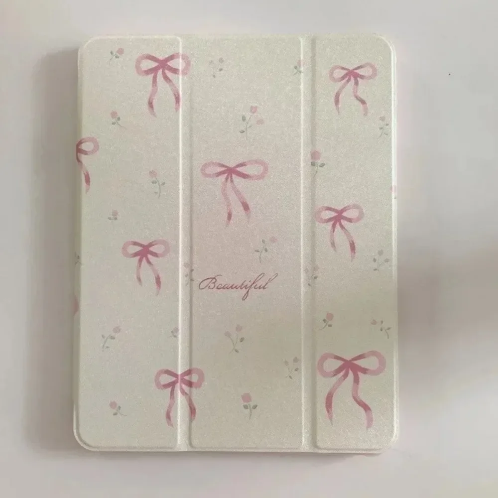 

10.2-inch 2021 Model Floral Bowknot Pen Slot Mirror Tablet Case for Air5 IPad