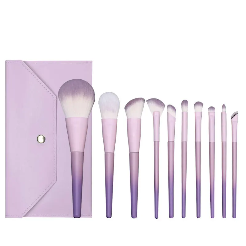 10-teiliges Make-up-Pinsel-Set, tragbar, weich, für Reisen, Make-up-Pinsel-Set für loses Puder, Rouge, Highlight-Pinsel, komplettes Set mit Aufbewahrungstasche