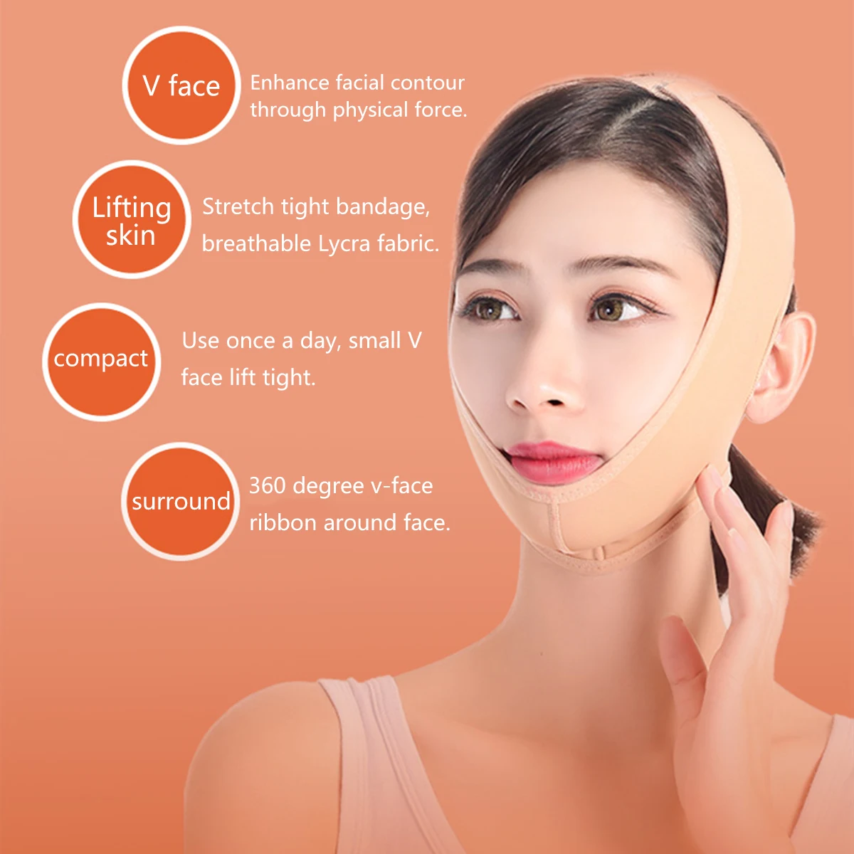 Cinturón Facial Transpirable y Delgado para Levantar el Mentón, Talla XS - Corrector de Doble Mentón