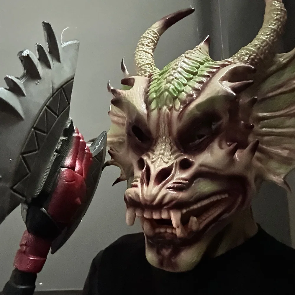 Maska Smoka Potwora Pełna Głowa Maski Zwierząt Straszne Halloween Party Maskarada Karnawał Kostium Rekwizyt Horror Cosplay Akcesoria