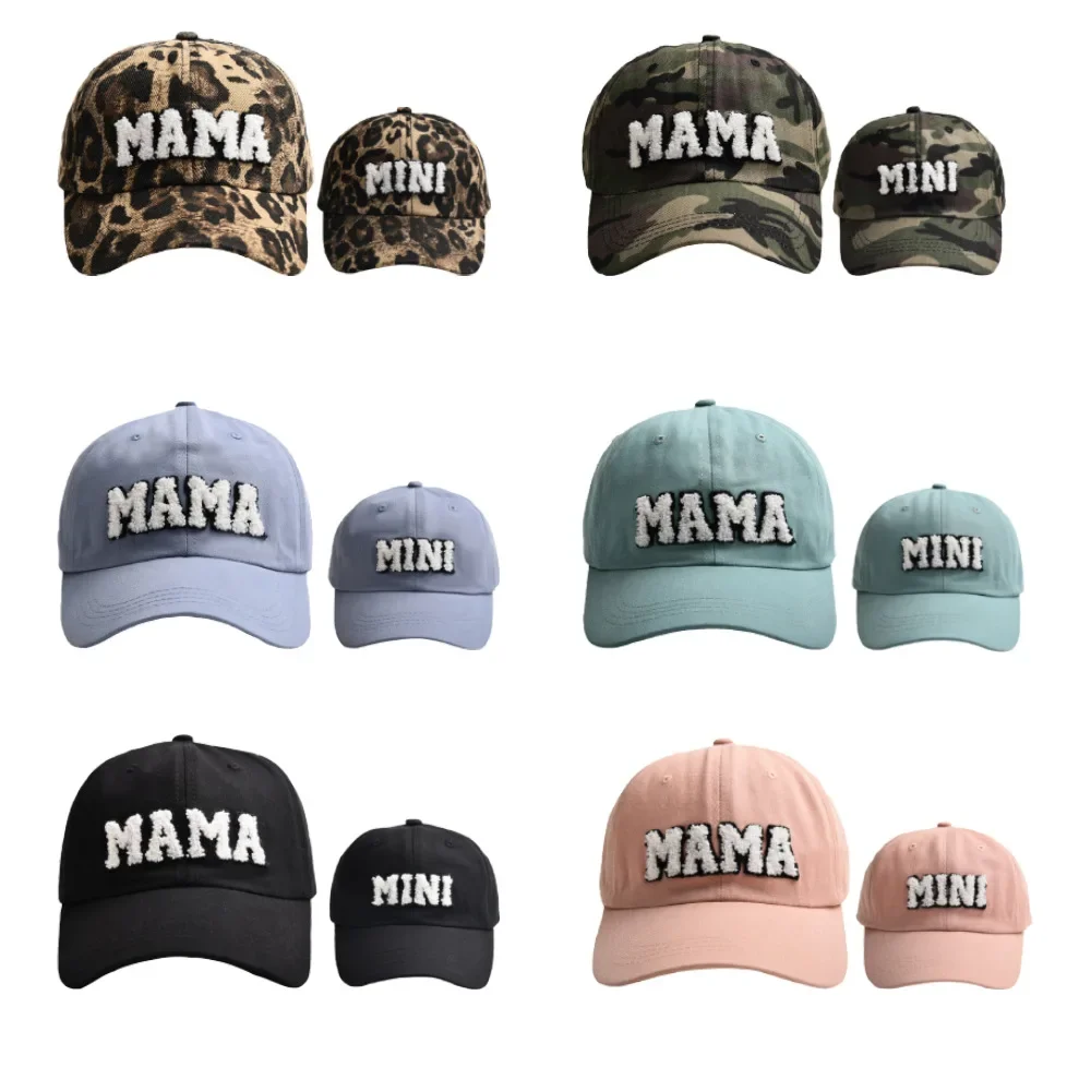 

Mama Letter Baseball Cap Women Adjustable Sun Protection Hat Child Sewn on Patches Mini Peaked Cap Summer Shade Parent-child Hat