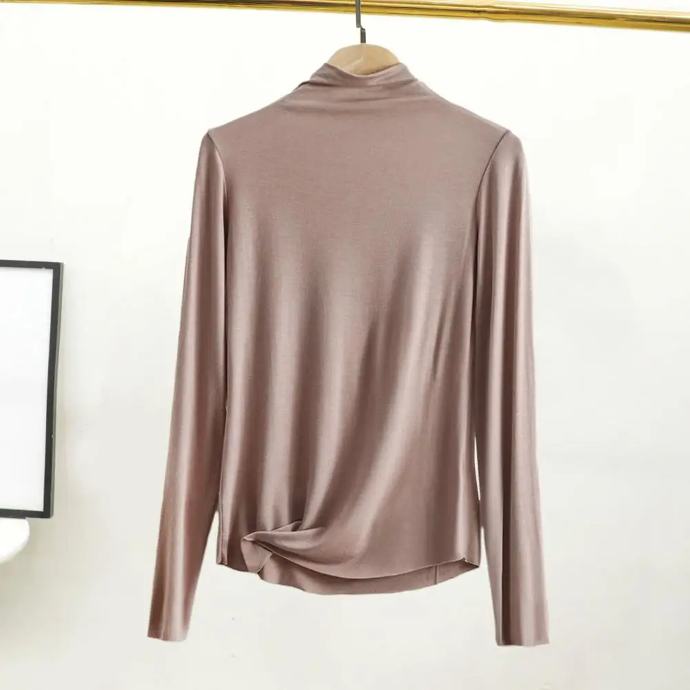 Women Bottoming Top Half-high Collar Long Sleeve Top Elastic Skinny Soft Warm Pullover Lady Inner Wear Blouse