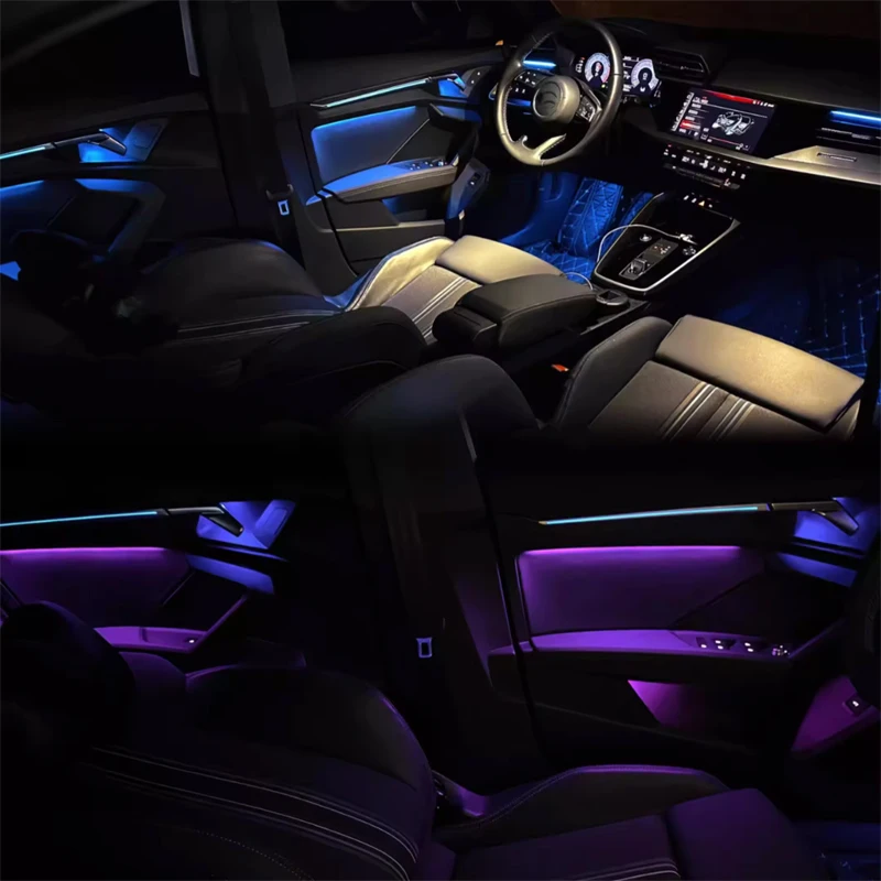 For Audi A3 8Y Ambient Light 2021-2024 Laser Carving Style Original 1:1 Mold Dashboard Door Decorate Atmosphere Lamp APP Control