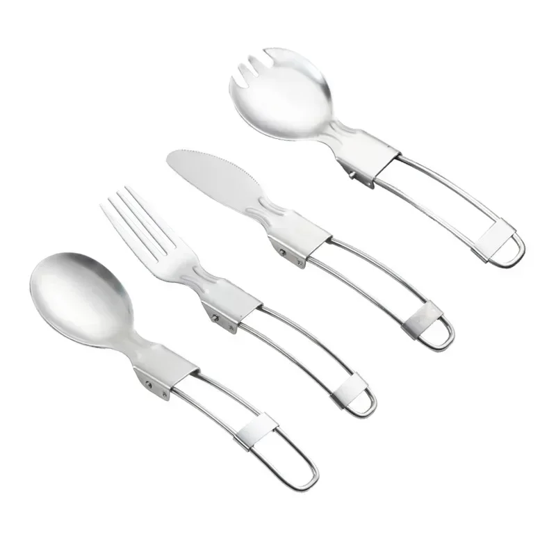 Outdoor Portable Set Stainless Steel Folding Tableware Knife Salad Spoon with Fork Folding Spoon