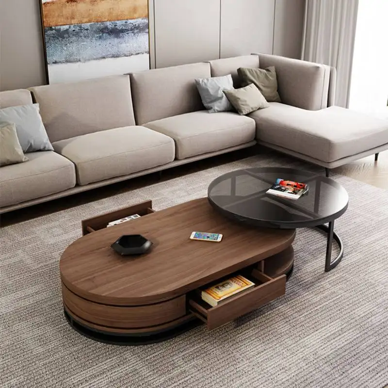 Decoration Glass Coffee Tables Living Room Wood Apartments Lateral Coffee Tables Center Vintage Couch Tisch Furniture For Home