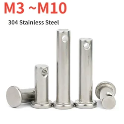 5/10pcs M3 M4 M5 M6 M8 M10 Clevis Pins With Head 304 Stainless Steel Shaft Flat Head With Hole Pin Bolt Pin  Cylindrical Pins