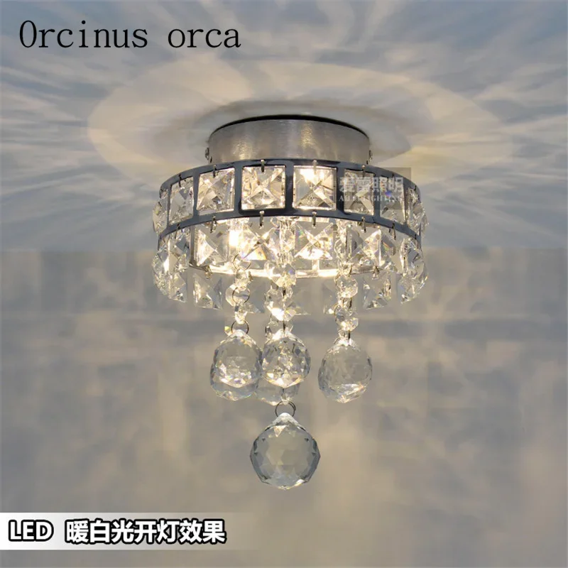 Led luxury crystal lamp circular ceiling hall lamp porch corridor lamp Postage free