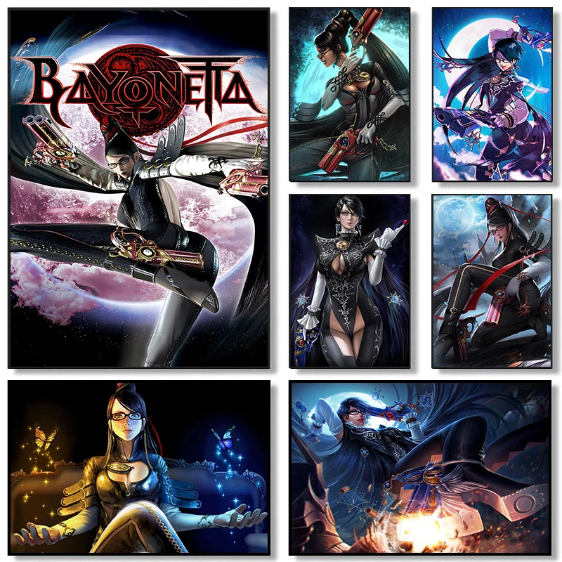 Juego de Anime clásico de Bayonetta, carteles de personajes Retro sexys, impresiones en lienzo, pintura artística de pared, imagen para decoración del hogar y la sala de estar