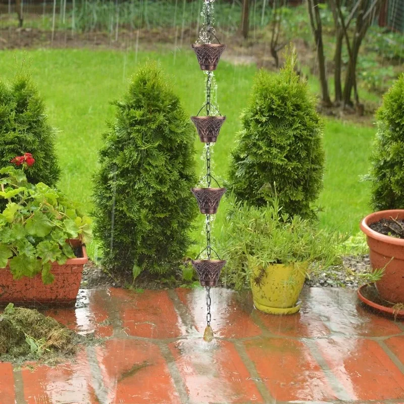 Funnel rain chain, square rain chain, metal villa bed and breakfast garden outdoor courtyard pendant, retro eaves rain chain