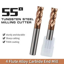 Augusttools HRC55 End Mill Keyseat Milling Cutter Alloy Coating Tungsten Steel Cutting Tools CNC Maching Metal Endmil 4Flute