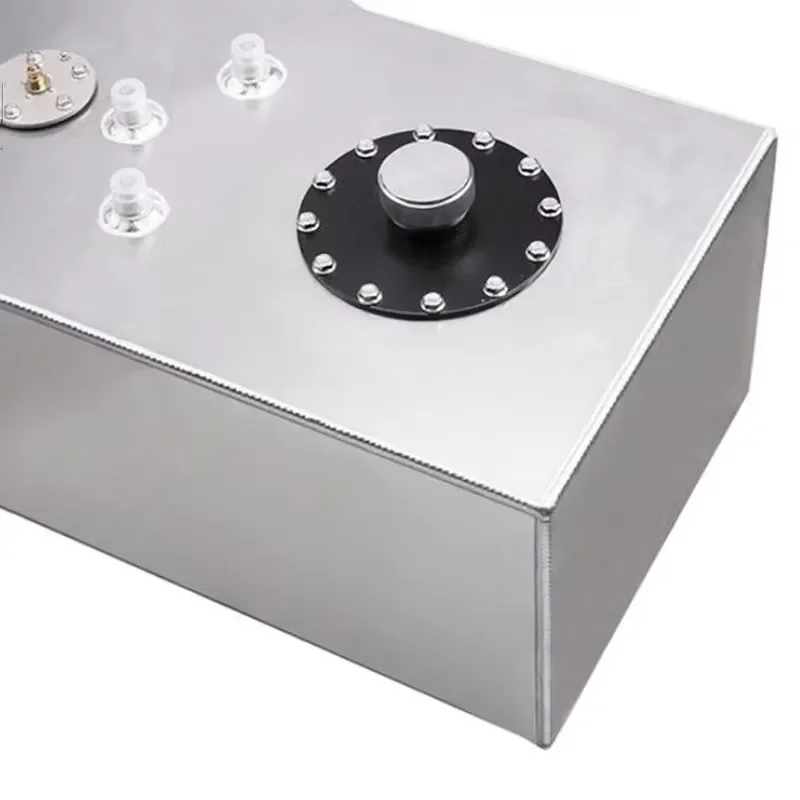 60L Aluminum Alloy Rectangular Auxiliary Fuel Tank - Universal Car Modification Fuel Surge Tank with Level Sensor