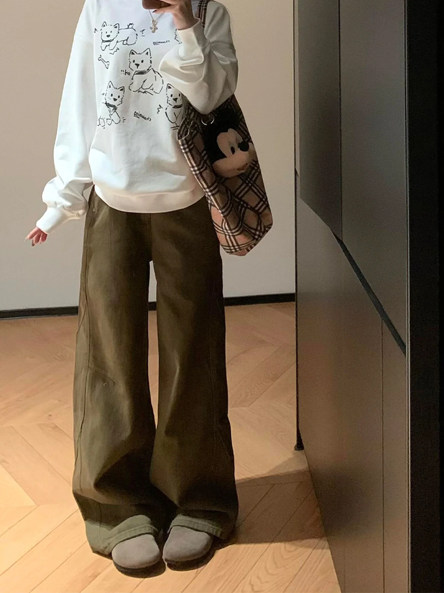 Cintura alta Thiened casual perna reta jeans feminino outono inverno novo sle calças de perna larga americano sle usado resis...