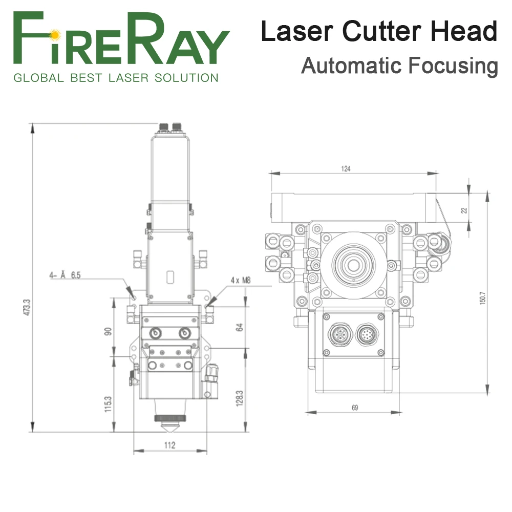 FireRay WSX 0-8KW NC63A Fiber Laser Cutting Head Automatic Focusing 8000W for Fiber Laser Metal Cutting Machine