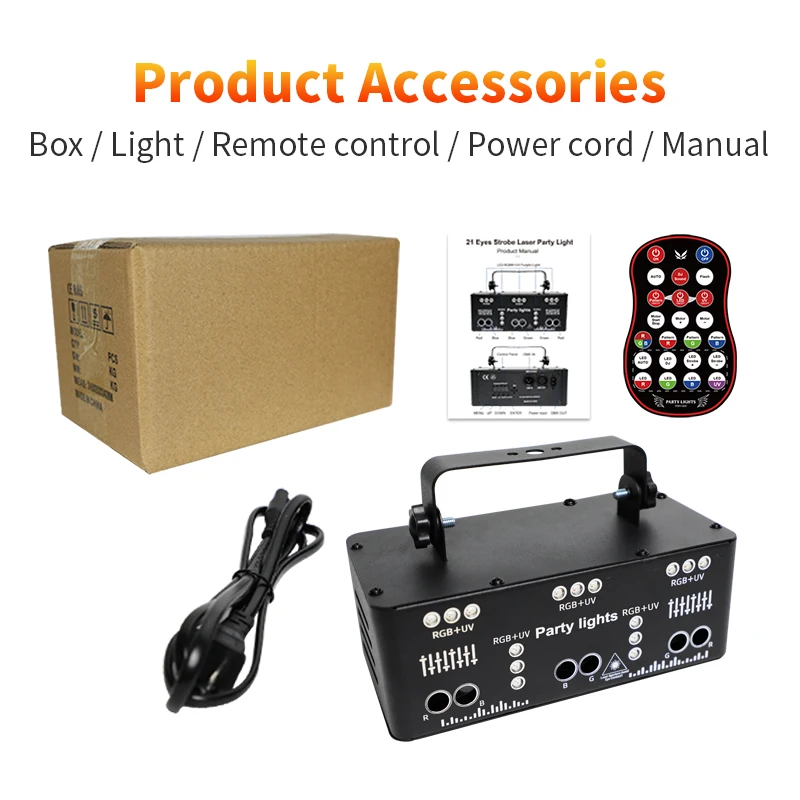 YSH 21 Eyes Disco Lights For Home Automatic Memory Function Party Light Remote Control UV Light  Applicable To Laser Light Music