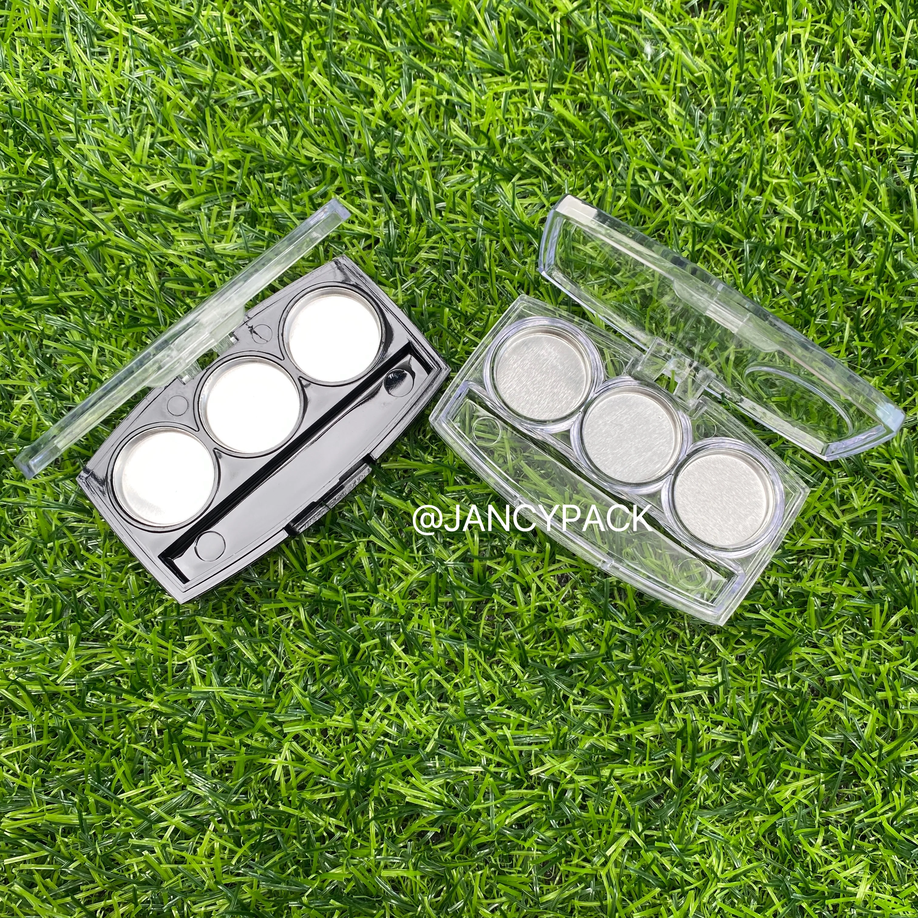 

3 color Grids Eyeshadow Case Empty Pressed Lipstick Pallet Case black clear Cosmetic Container Square Compact