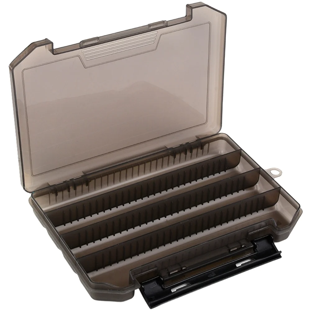 Portable Fishing Tackle Box Built for Lure Hook Fly Spinner and VIB Organization with Single-Sided Opening and 4-Grid Layout