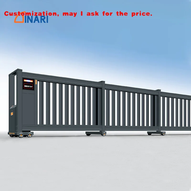 custom.Direct Aluminum Alloy Sliding Door Automatic Telescopic Section Door Straight Gate Factory Fencing