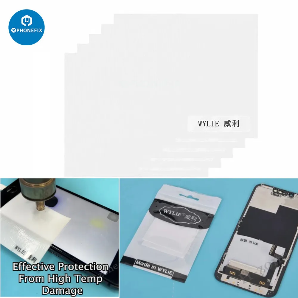 10pcs WYLIE Thermal Pads Screen Transplant IC Protective LCD Insulation Pad Wind Gun 600 °C Not Hurt Screen Sliced Cooling Mat