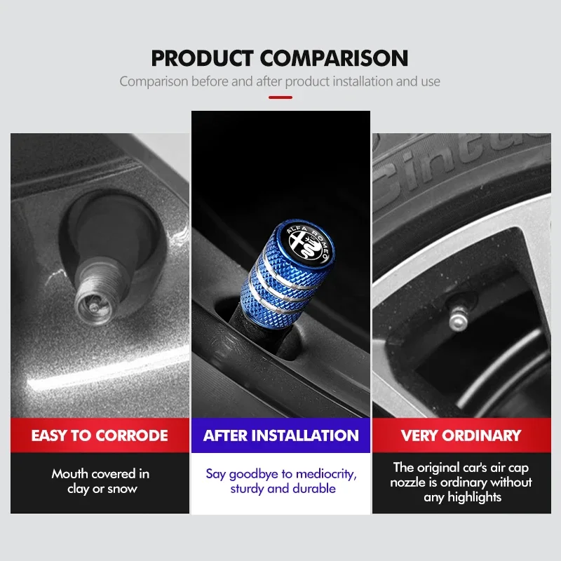 Car Wheel Tire Valve Caps Tyre Rim Stem Covers Airdust Waterproof For Alfa Romeo GT Stelvio F1 Brera Volante Tonale Gloria Disco view 5