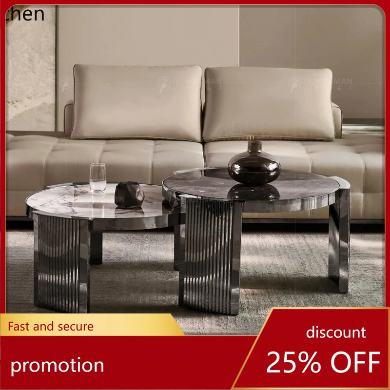 YFY Marble Coffee Table Light Luxury High-End Feel Living Room Home New Modern Simple Round Combination Tea Table