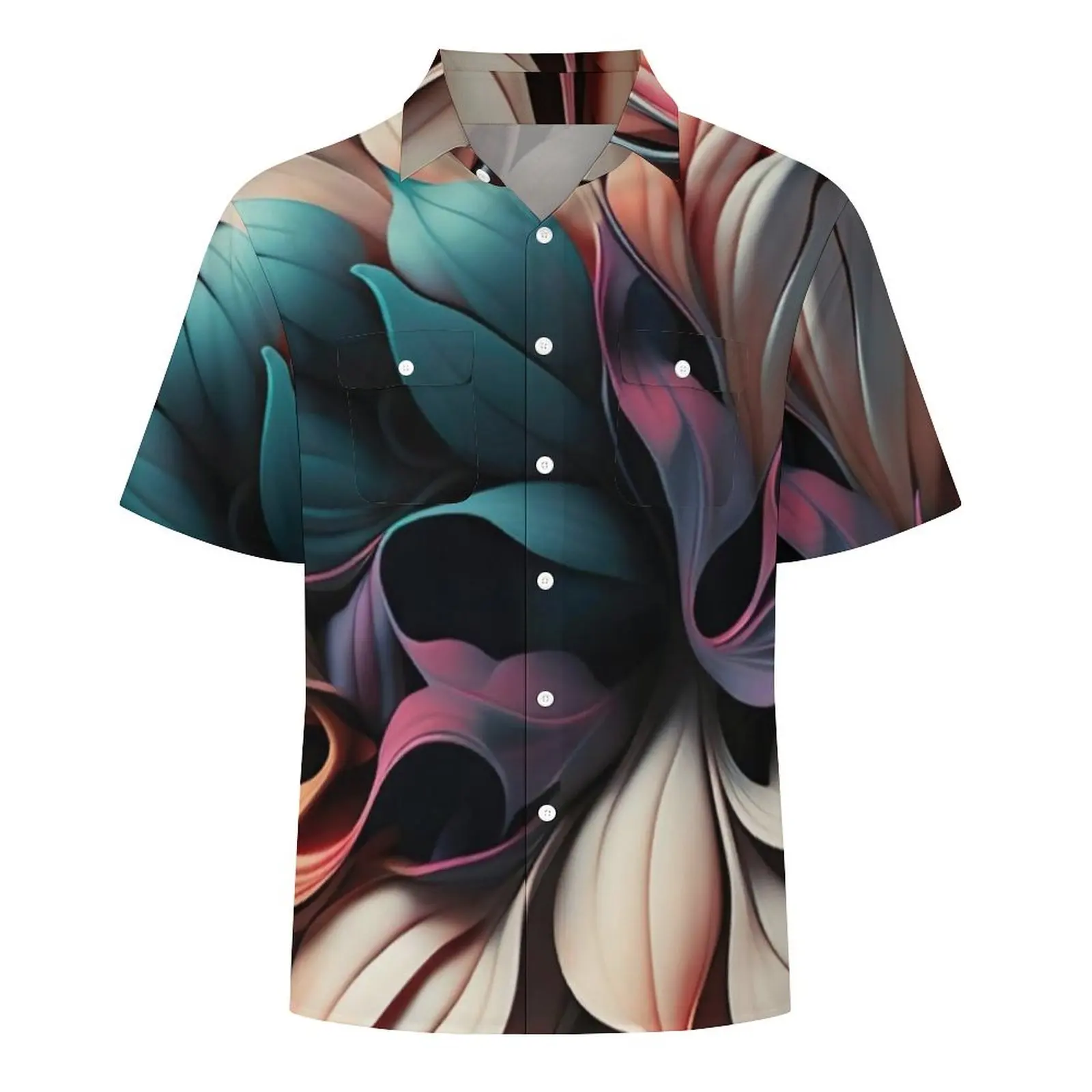 Camisa havaiana de manga curta masculina, blusas florais abstratas, estampa luminosa, camisa casual vintage, blusa extragrande Harajuku, férias