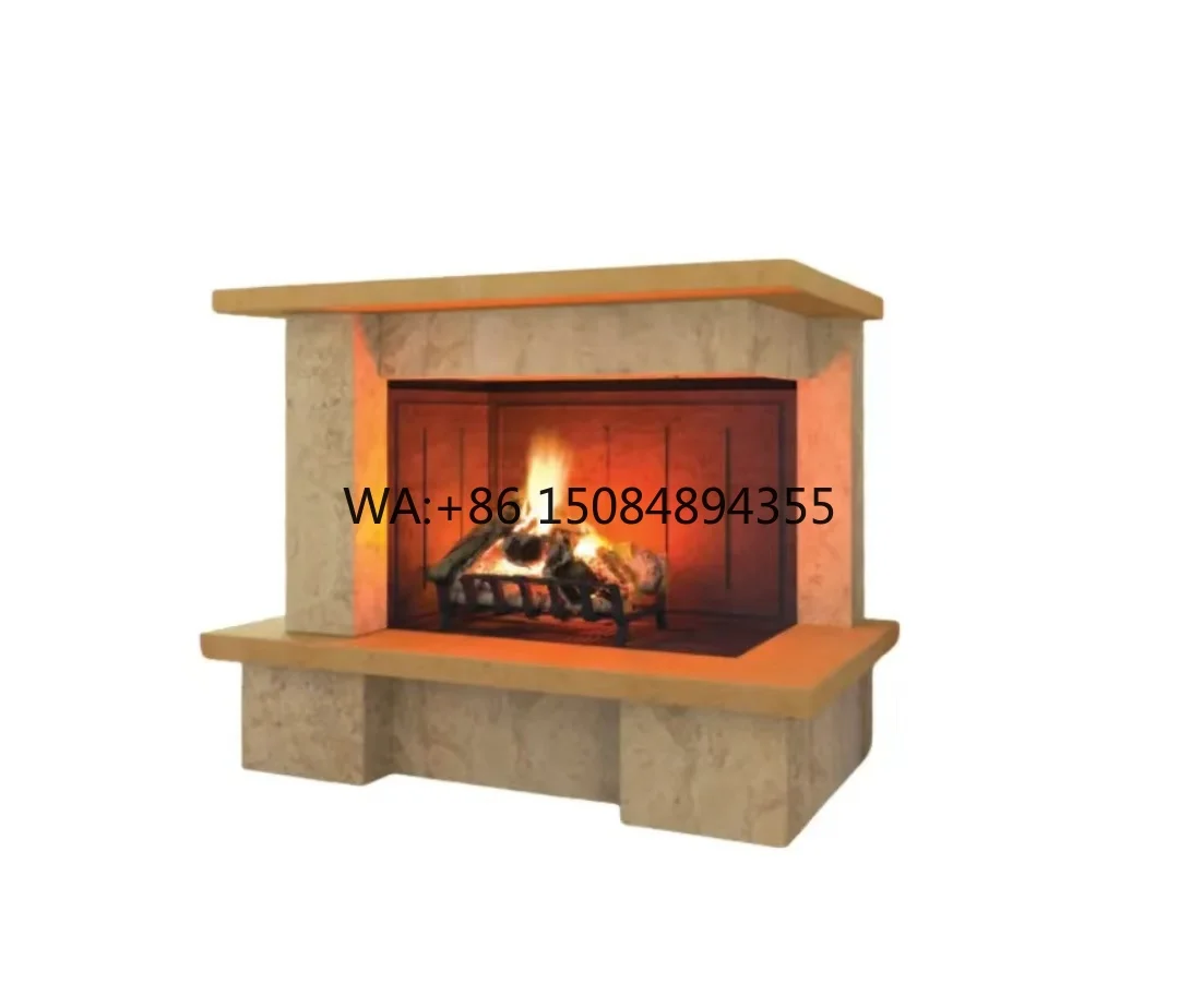 Seville DS90 Fireplace with Refractory Stone Cladding Open on the Right