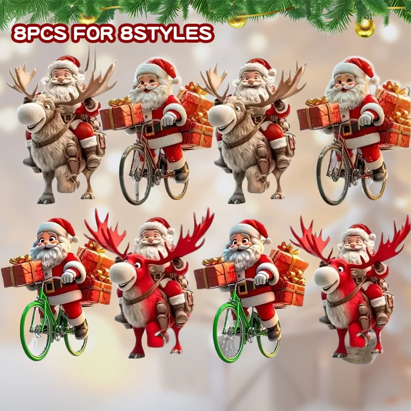 8/16/24 قطعة عيد الميلاد خشبية 2D سانتا كلوز شقة معلقة قلادة شجرة الديكور الكمال هدية عيد 2025 ديكور غرفة نوم المعيشة #5