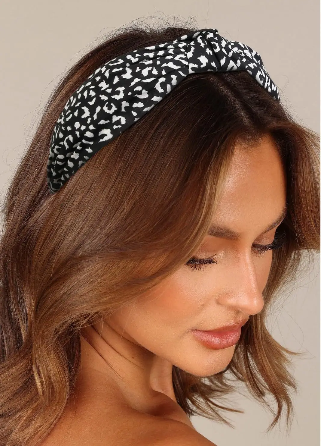 1PC Retro Haarbänder Damen Neue Kreuz Grenze Breite Kante Stirnband Aus Leopard Schwarz Abteilung Knoten Crimp Haarbänder – Detail 5