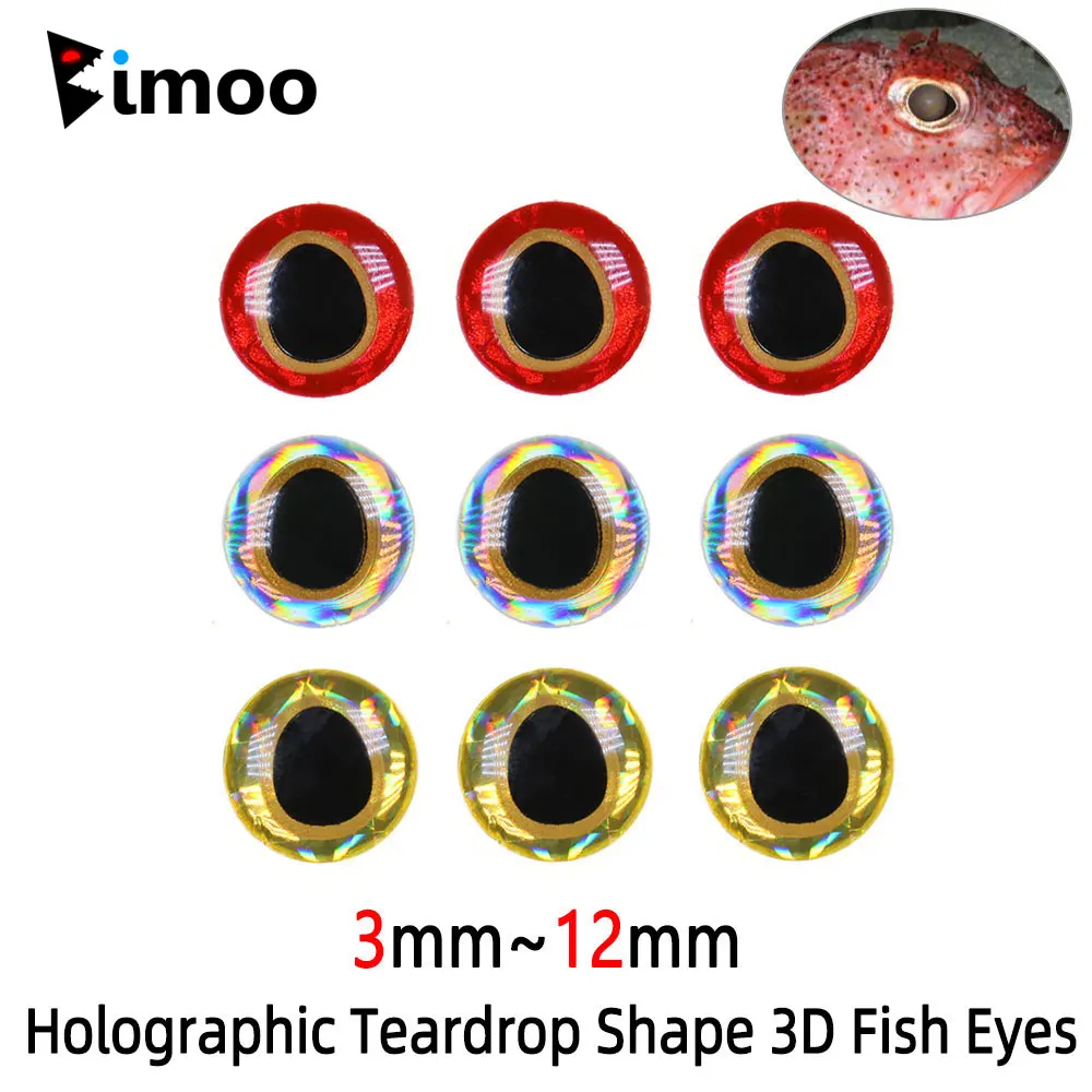 100 Stück Holographische Tropfenförmige 3D Fischaugen Salzwasser-Streamer Fliegenbindematerial Jigs Bastelmaterial Puppenaugen Angelköder-Herstellung