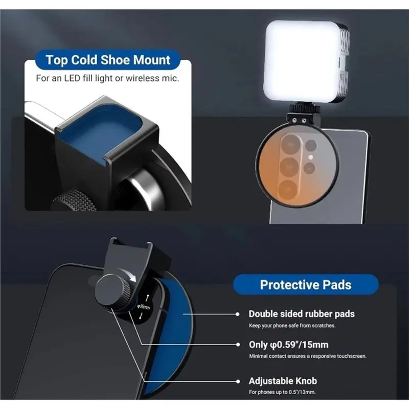 B03B-Cold Shoe Mount 67Mm Phone Filter Clip For Iphone17 16 Pro/Pro Max Android S26 Ultra Lens Accessories view 6
