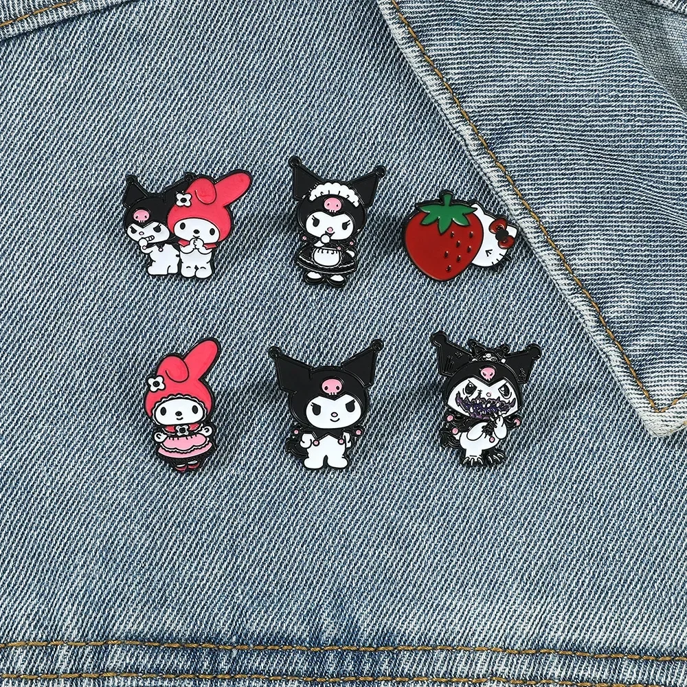 sanrio Kuromi Figure Pins Anime Brooch Funny Enamel Pin Brooches Backpack Clothing Badges Jewelry Accessories kid Christmas gift