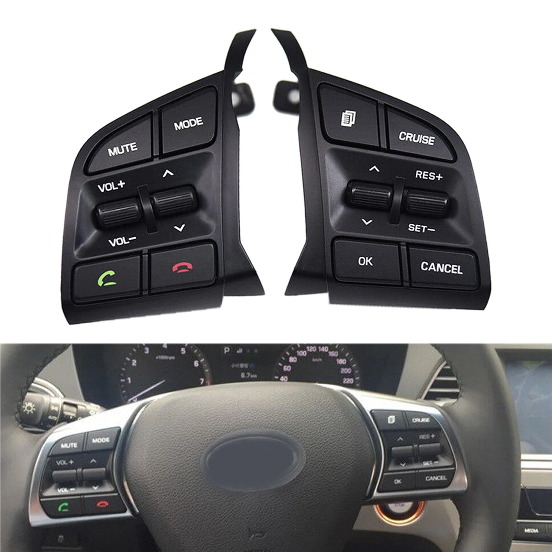 

1 Pair Steering Wheel Audio Cruise Button Switches 96720D32004X Fit for Hyundai Tucson TL 2016-2018 96710D35004X 96720-D3200