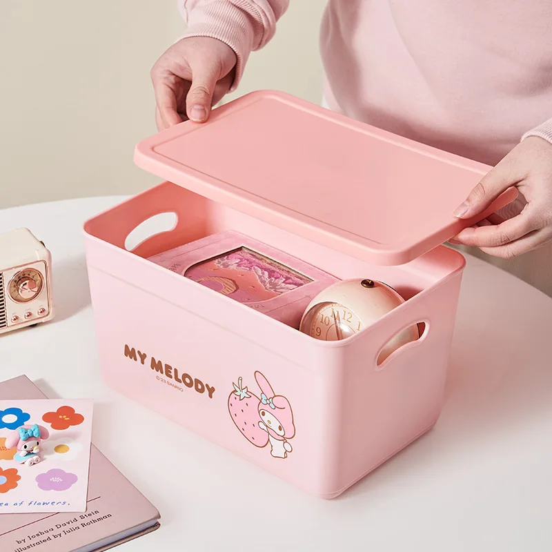 New Sanrio Cartoon Big Handheld Plastic Storage Basket Thickened Organizer Box for Miscellaneous Items Living Room Study view 3