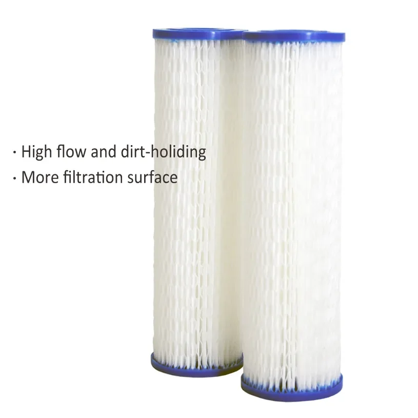 Coronwater Pleated Polyester Water Filter Cartridge, 50 micron High Flow Sediment for Water Filter, 2.75 inch