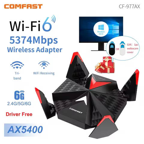 COMFAST 5400M USB 3.0 Wifi 6 Adapter 2.4G/5G/6G Game Wifi Receiver Dongle 4 Antena Para PC WPA3 Win10/11 Network Card Adaptador