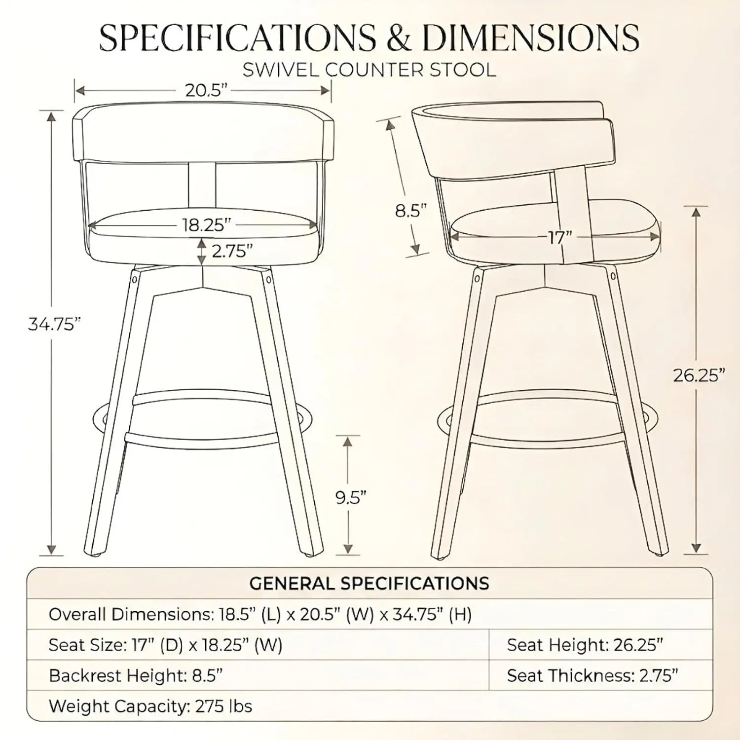 Swivel Counter Stools 3-Pack, 26