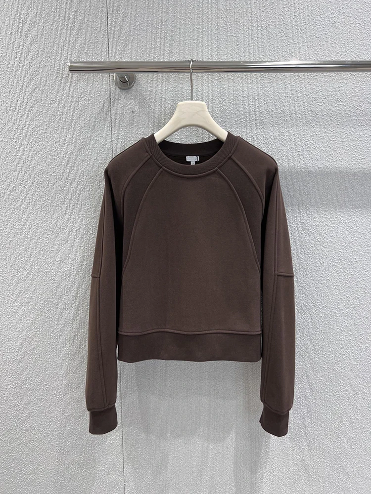 SVORYXIU 2025 Jesień Nowa Kolekcja Swetry Damskie Casualowe Ciemnoszare Okrągły Dekolt Vintage Bawełna