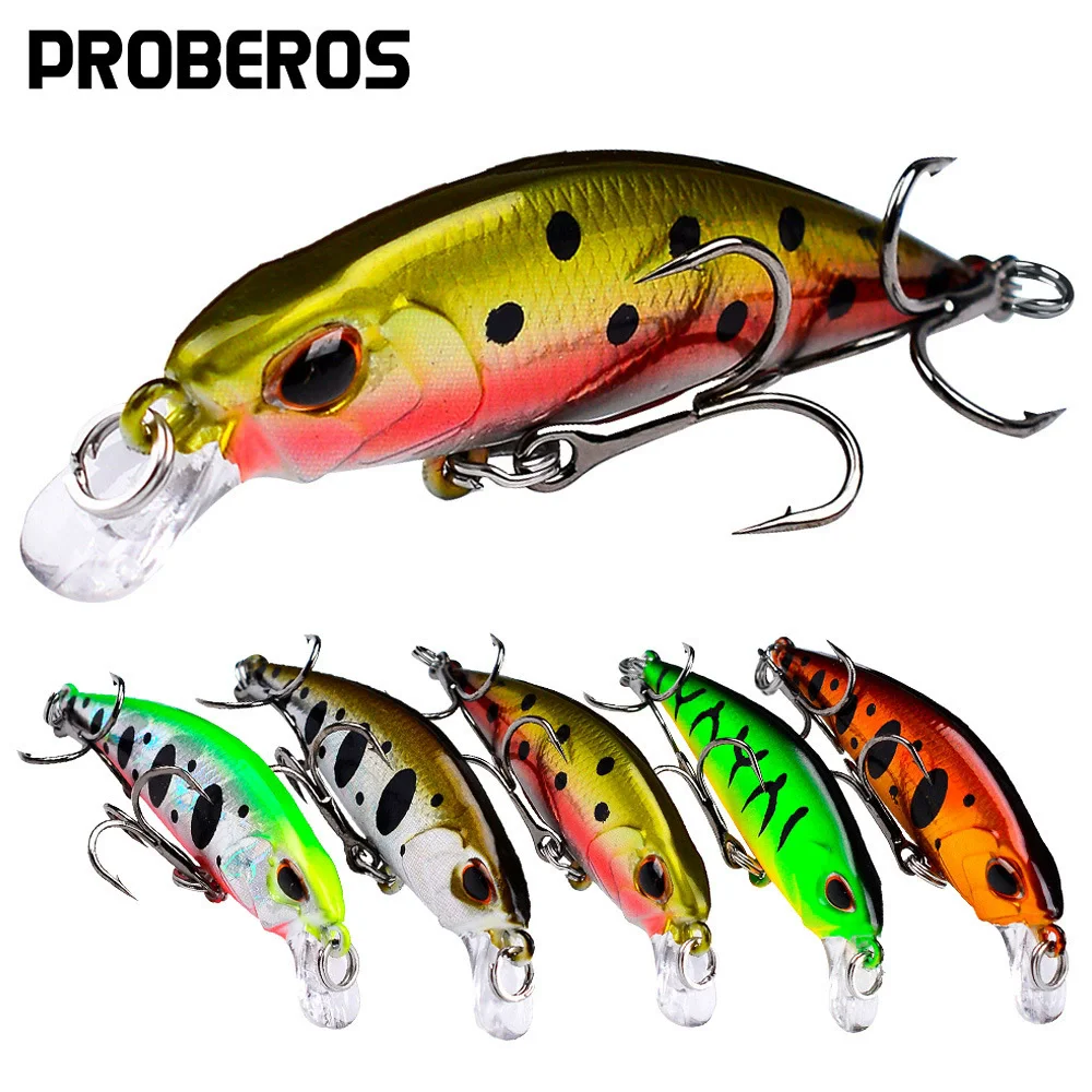 

PROBEROS 1pcs Fishing Lure 5.3cm 4.6g Hard Artificial Minnow Lure Crankbait 6 Color Crankbait Fishing Bait 10# Treble hook dw578