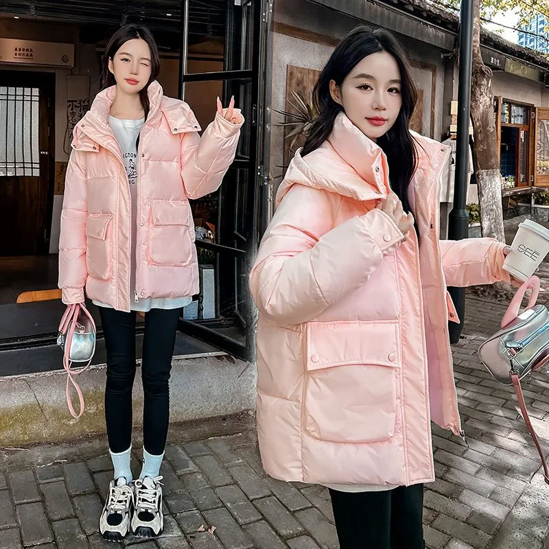 Winter 2025 New Women\'s Down Cotton Coat Short Thick Female Warm Cotton Padded Student Loose Jacket Bread Korean Overcoat