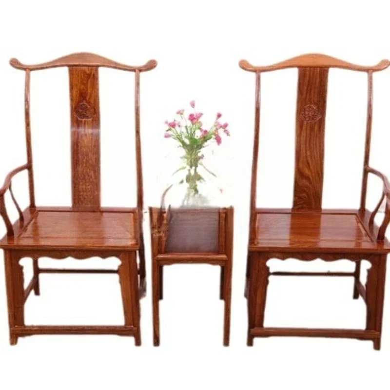 Hedgehog red sandalwood chair big official hat combination sandalwood three-piece set mahogany seat Guangdong, restaurant