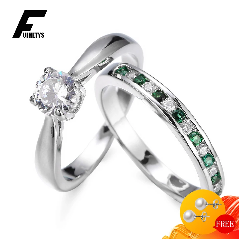 

Luxury 925 Silver Jewelry Rings Set with Zircon Gemstones Finger Ring for Women Wedding Engagement Party Accessories Wholesale