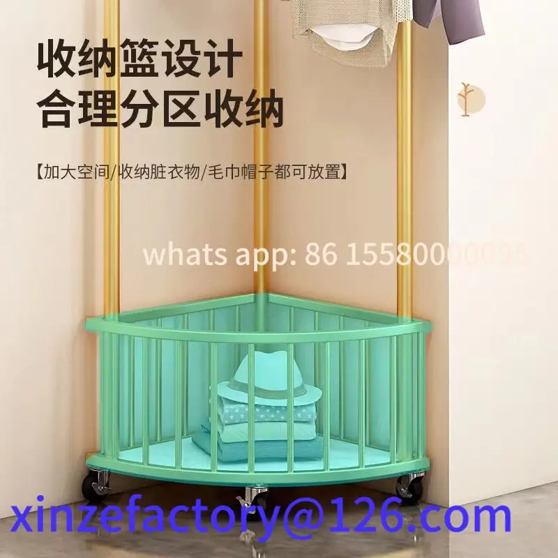 Customizable Corner Coat Rack with Shoe Storage Removable Metal Clothing Rail Floor Standing