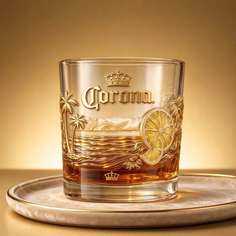 Corona Glass Whiskey Glass  Rock Glass Luxury  Home Bar Collectible Gift