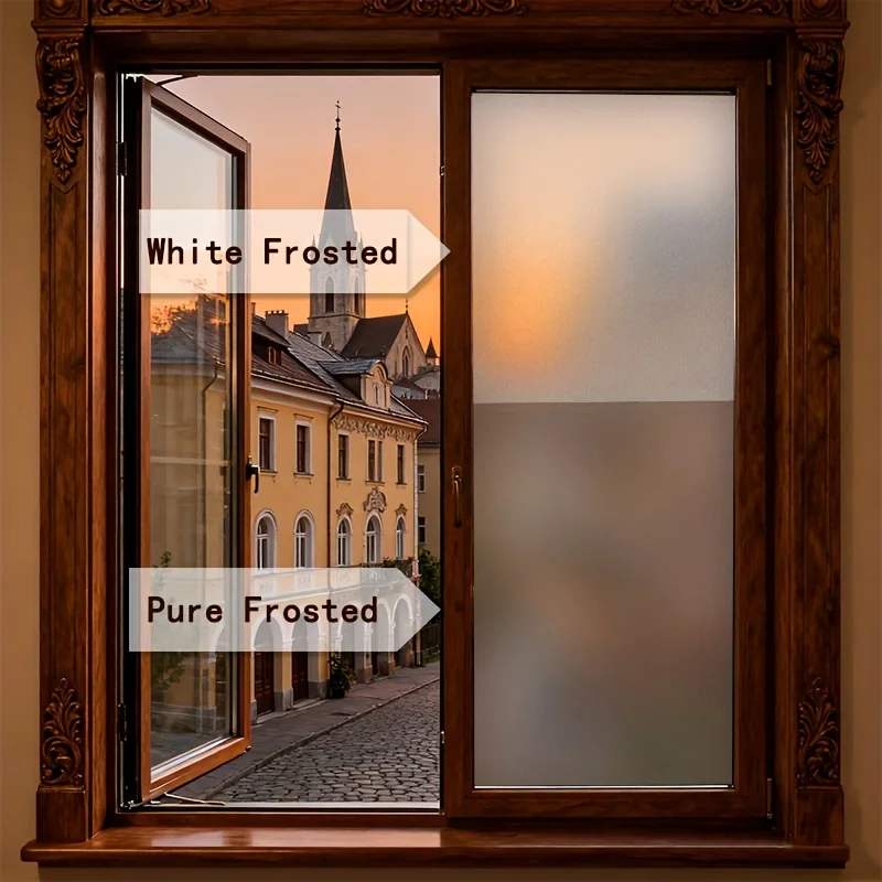 Static Cling Frosted Privacy Window Film No Glue Anti Glare UV Protection Translucent for Office Bathroom Bedroom Glass