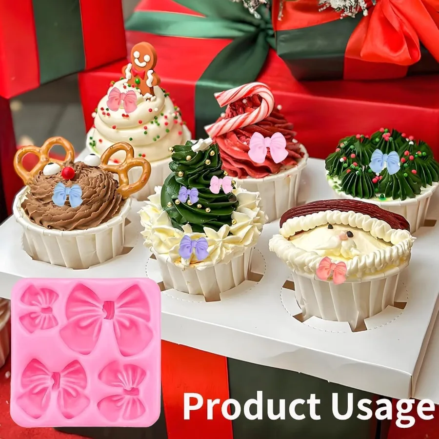 4 قطع من قوالب القوس السيليكون لمجموعة قوالب القوس الوردي والرمادي لحلوى الشوكولاتة والسكر والحرف اليدوية من الراتنج