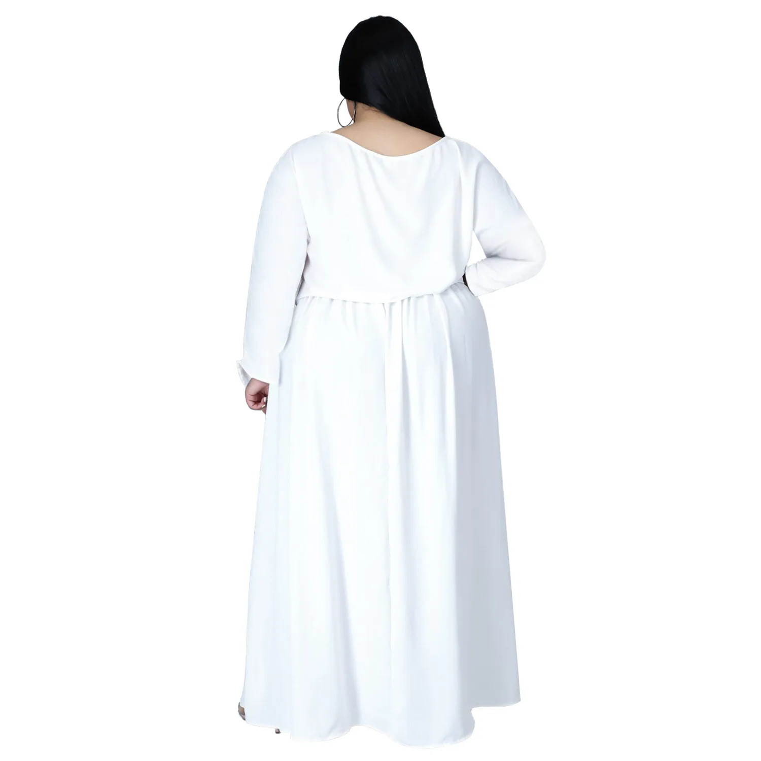 HAOOHU-Conjunto de 2 piezas de manga larga para otoño, traje de falda con abertura grande, holgado e informal, talla grande, 2023